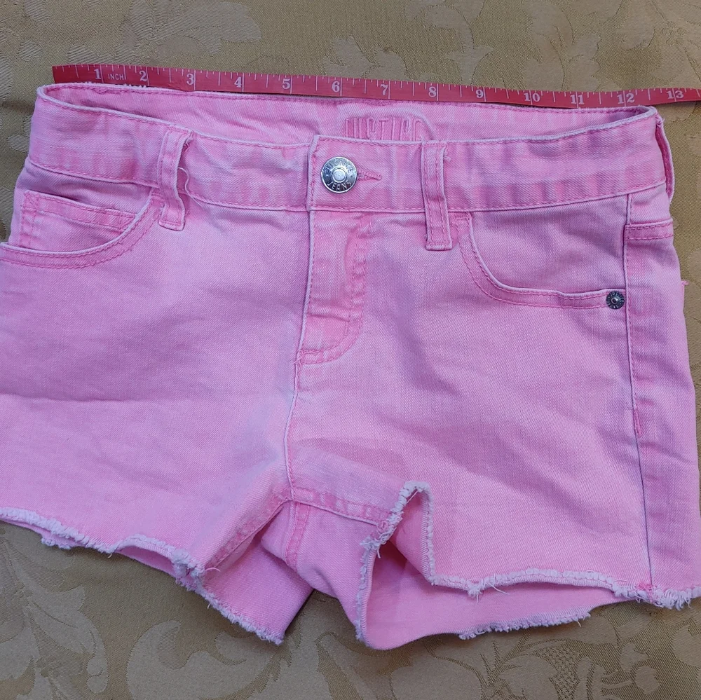 Justice girl's hot pink jean shorts